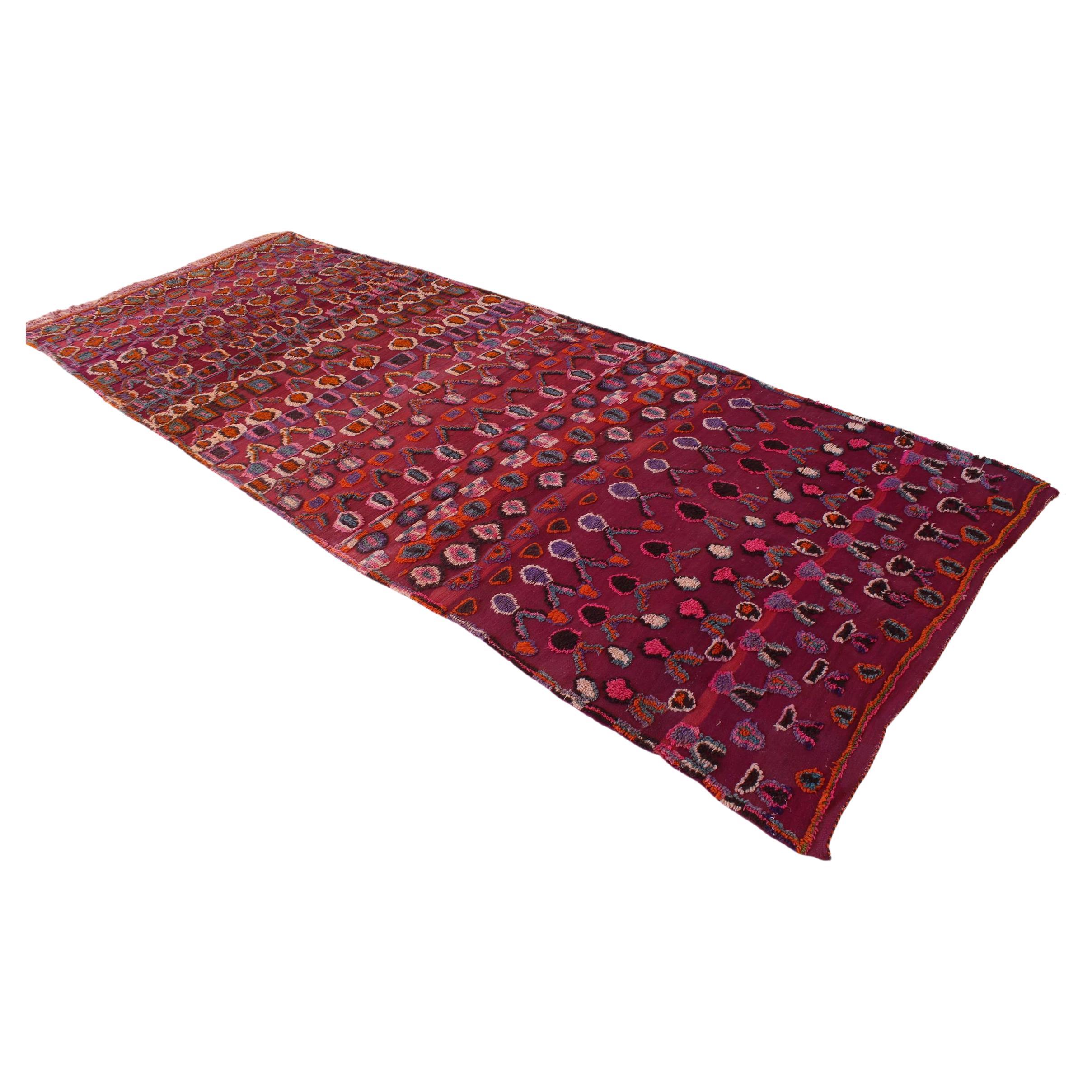 Vintage Moroccan Talsint rug - Wine purple - 6.2x15feet / 189x457cm For Sale
