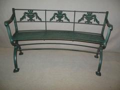 Cast Iron Regency Bench and Pair of Chairs