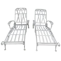 Salterini Chaise Lounges, a Set of Four Mt Vernon Pattern in Wrought Iron