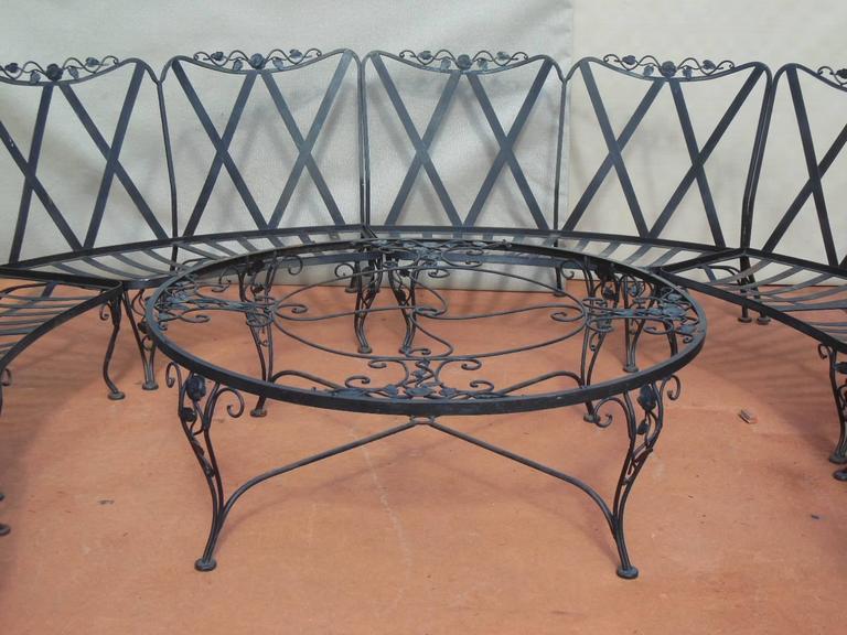 Woodard Patio Set, Chantilly Rose Pattern 11 pieces, Wrought Iron at