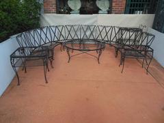 Woodard Patio Set, Chantilly Rose Pattern 11 pieces, Wrought Iron