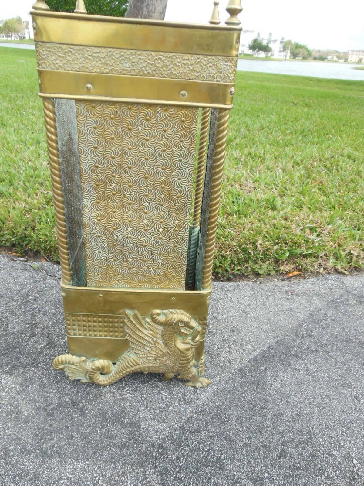 American Aesthetic Brass Antique Umbrella Stand For Sale 1