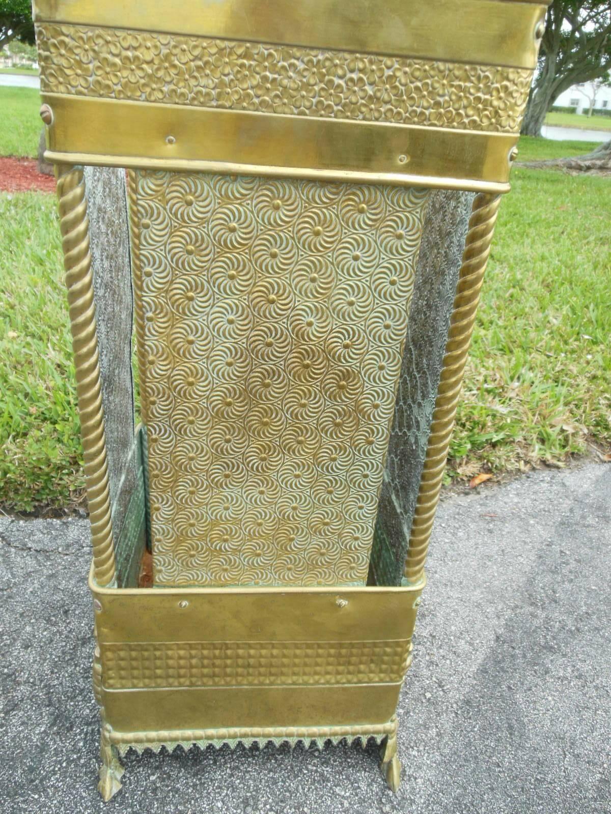 Aesthetic Movement American Aesthetic Brass Antique Umbrella Stand For Sale
