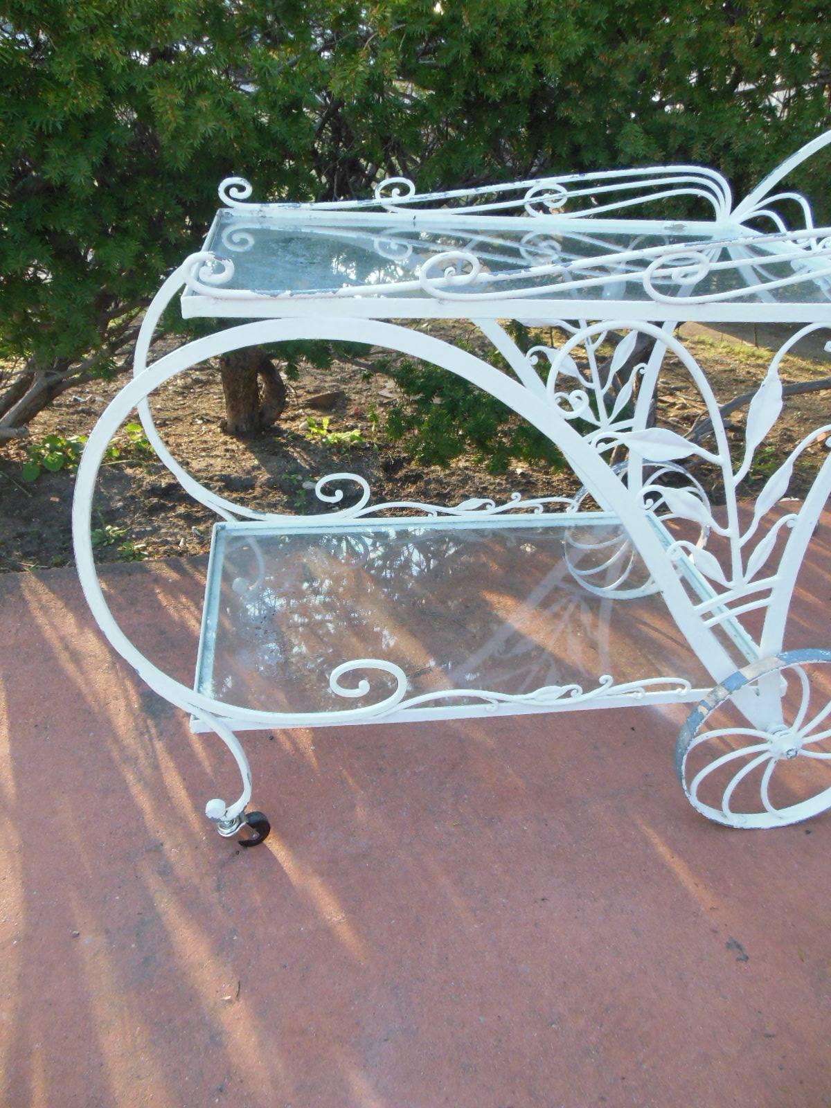 vintage wrought iron tea cart