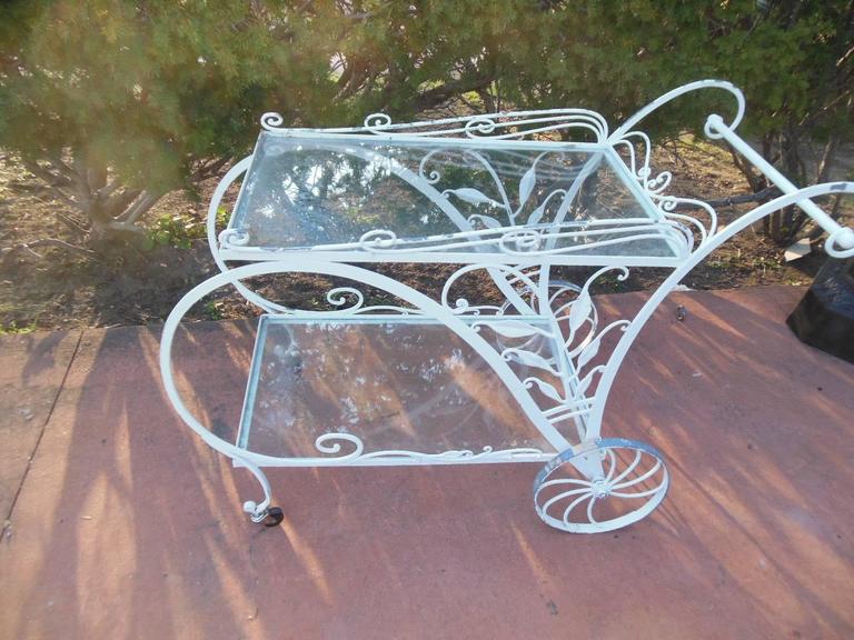 Bar cart by Salterini Vintage Wrought Iron at 1stDibs