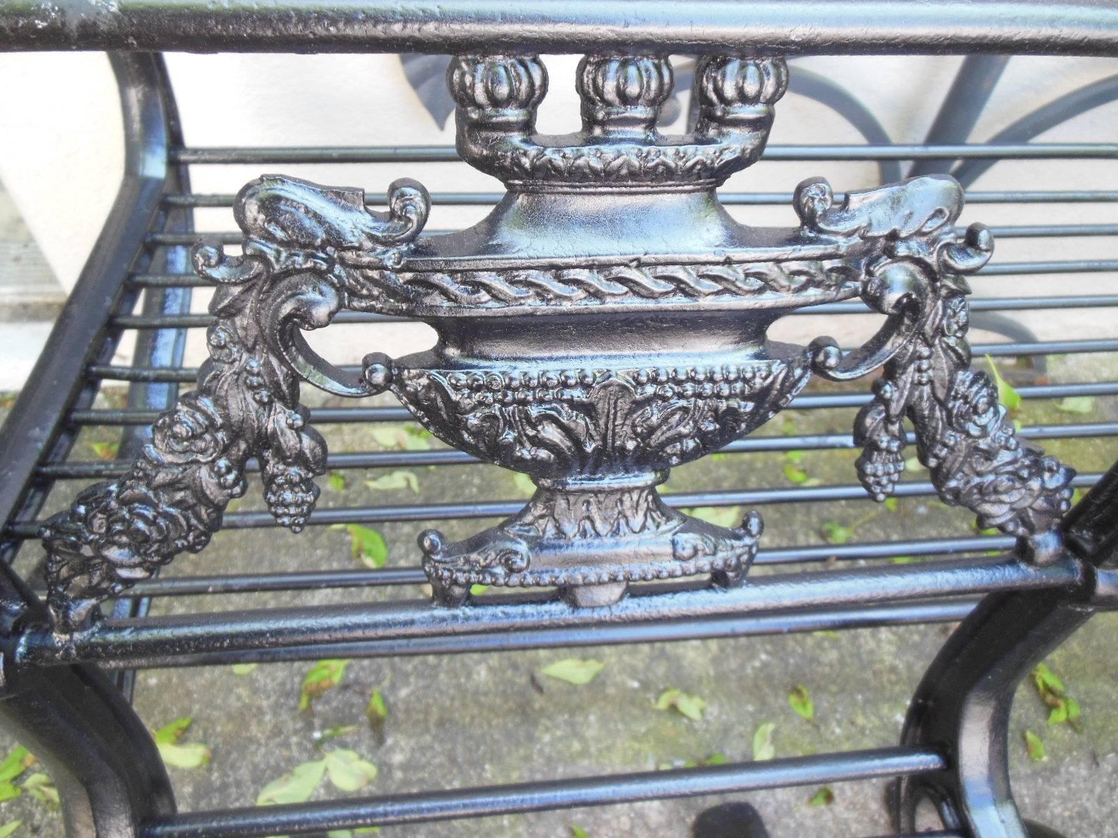 Antique Cast Iron Regency Garden Set, Bench and Chairs 3