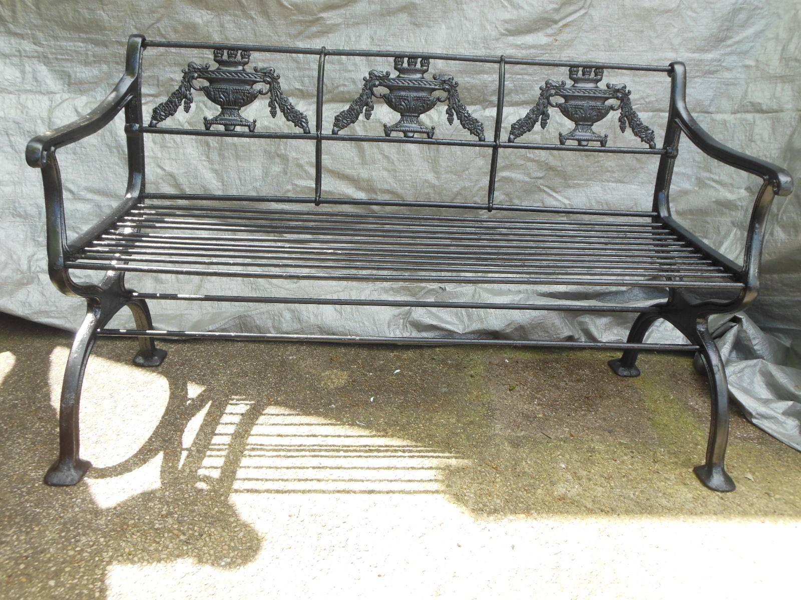 Antique Cast Iron Regency Garden Set, Bench and Chairs 4