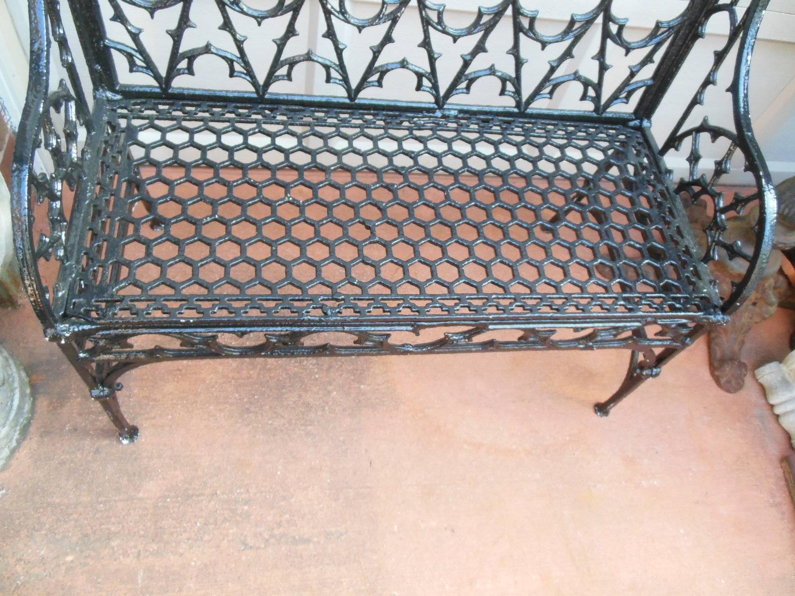 English Bench Gothic Cast Iron, 19th Century