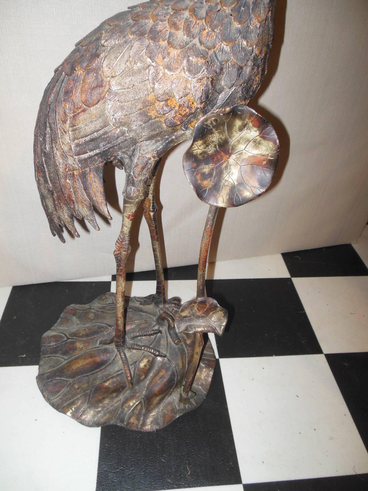 Aesthetic Movement 19th Century Figural Egret Oil Lamp For Sale
