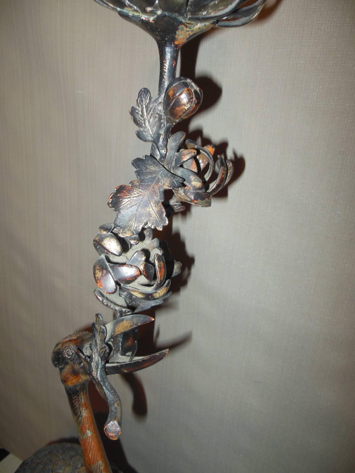 19th Century Figural Egret Oil Lamp In Excellent Condition For Sale In Long Island, NY