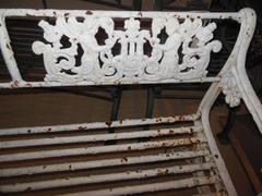 Neoclassical  Schinkel cast iron garden bench 19th Century