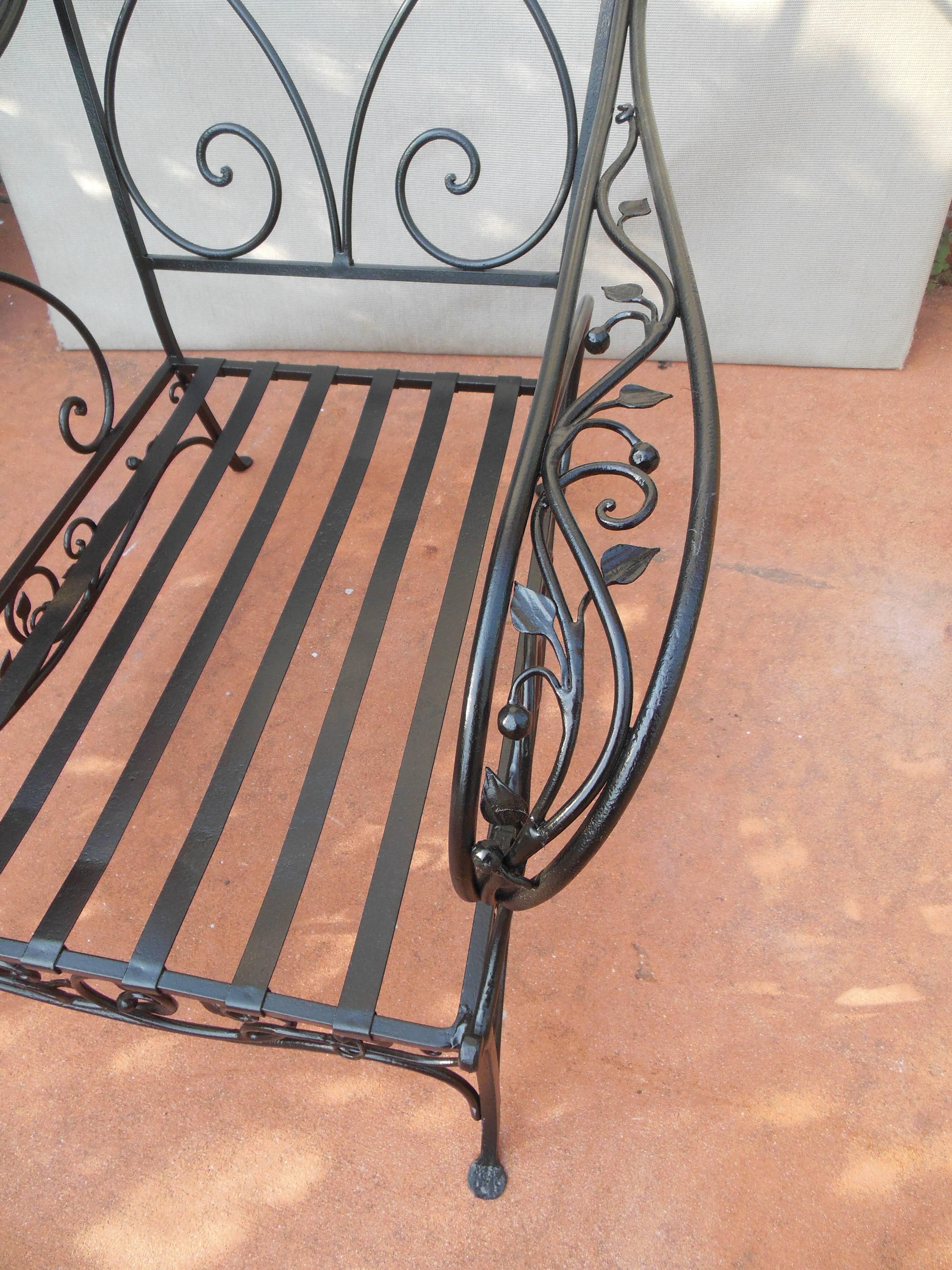 Hollywood Regency Salterini Style Wrought Iron Armchair by Florentine Craft Studio For Sale