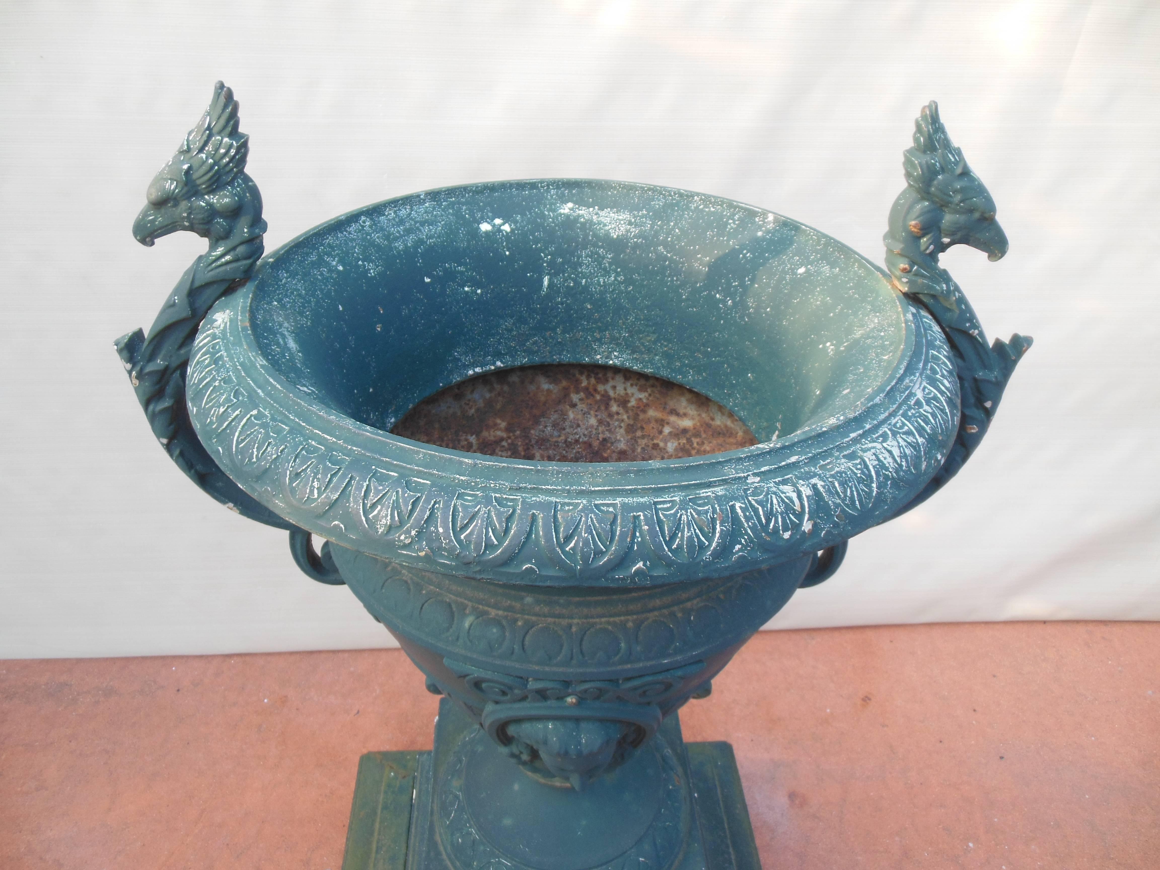 Garden Urn Cast Iron with Ladies Head 1