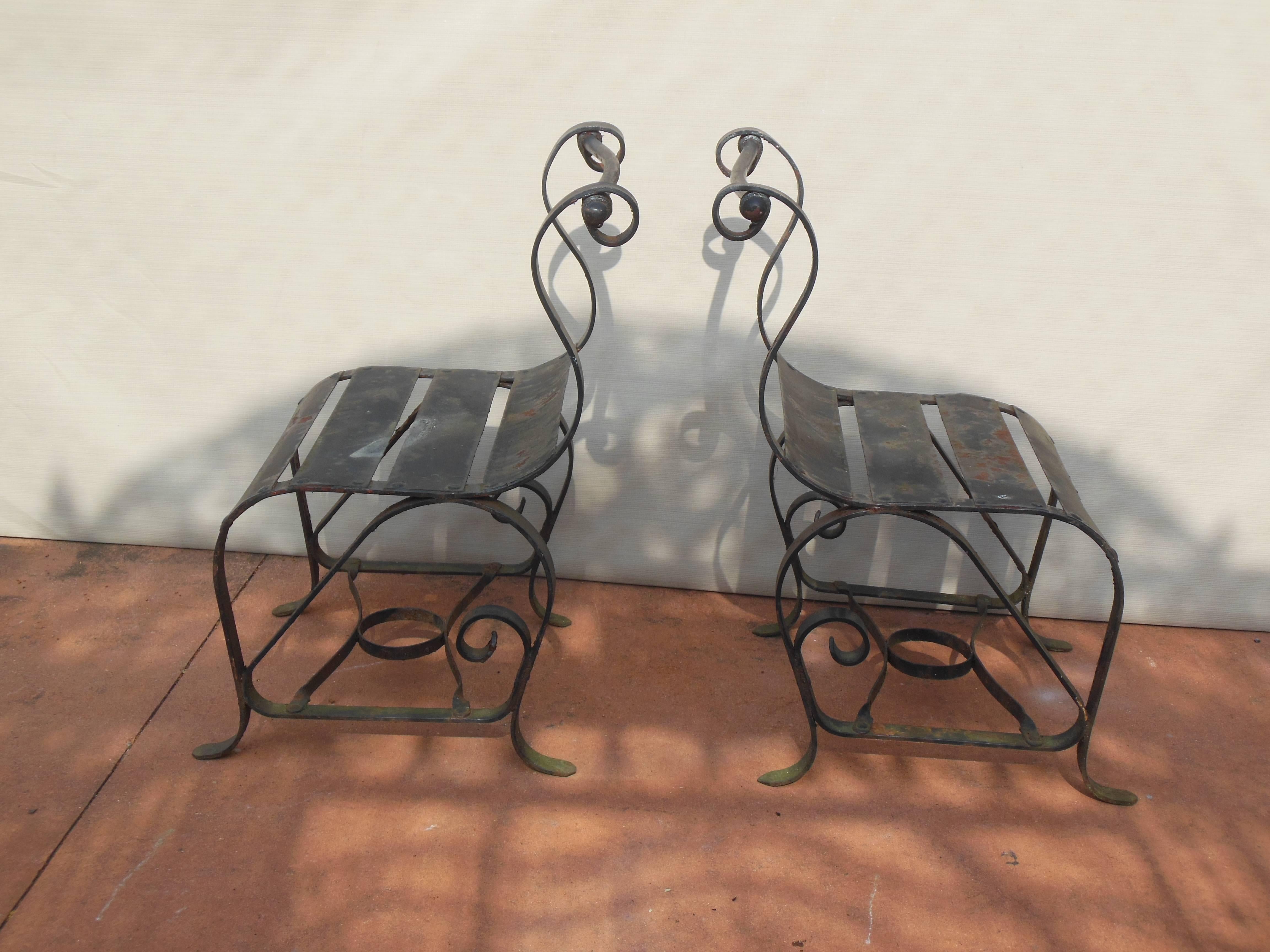 mid century wrought iron chairs