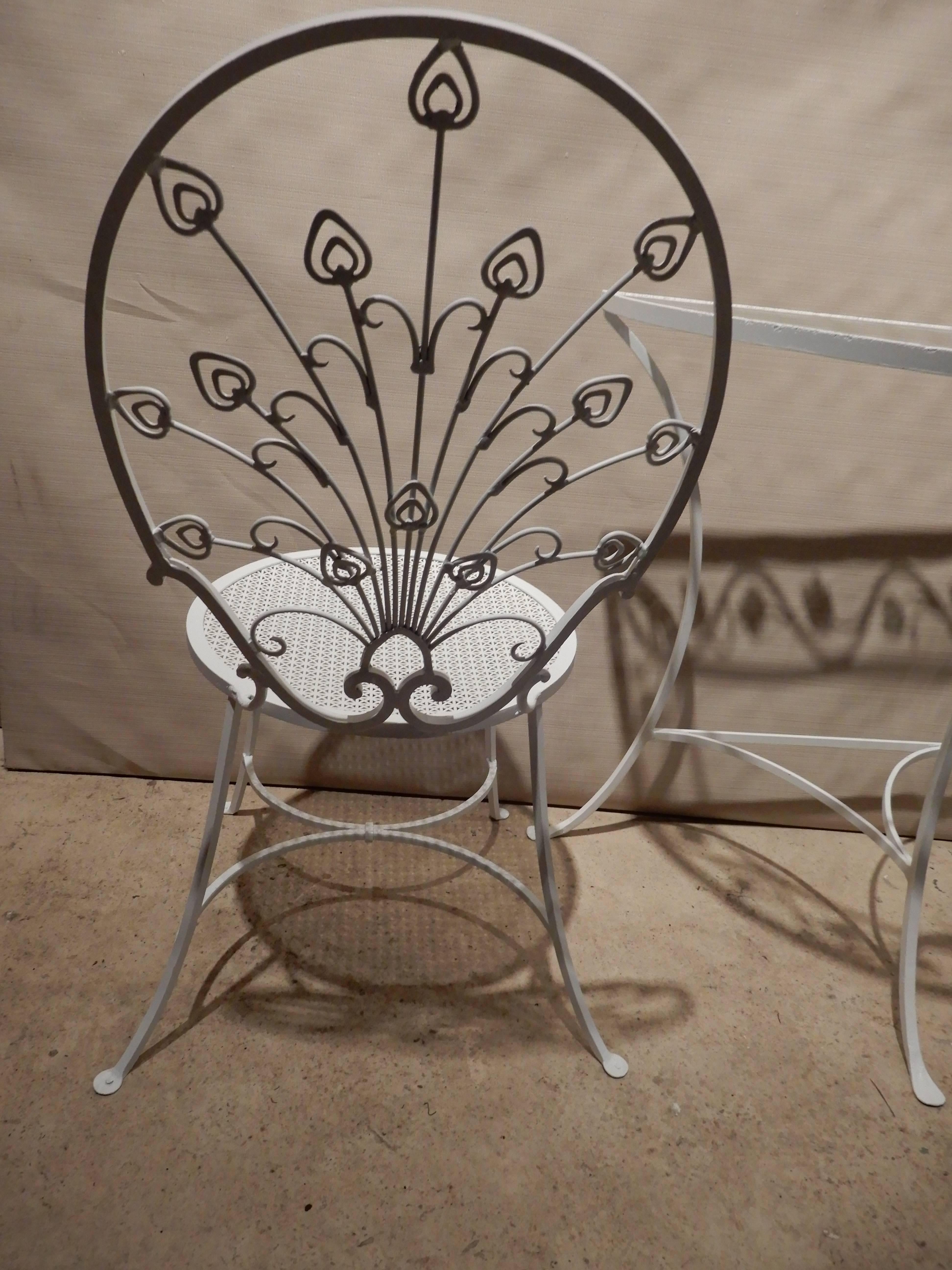 American Vintage Salterini Mini Peacock Chair with Matching Table For Sale