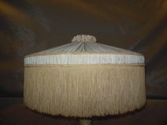 Floor Lamp 'Alabaster' with Period Silk Shade and Fringe