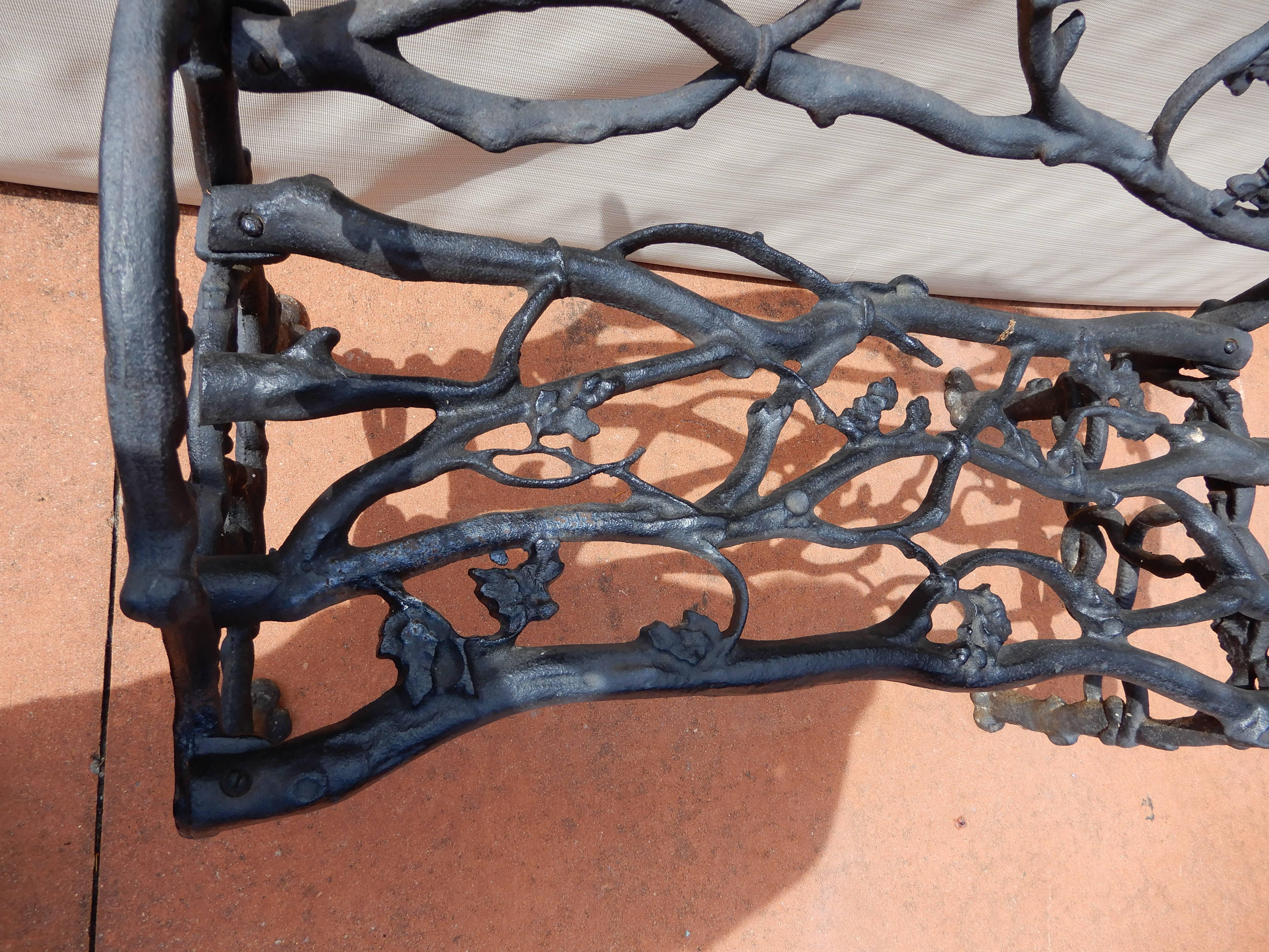 American Garden Bench, Cast Iron in Twig or Rustic Pattern