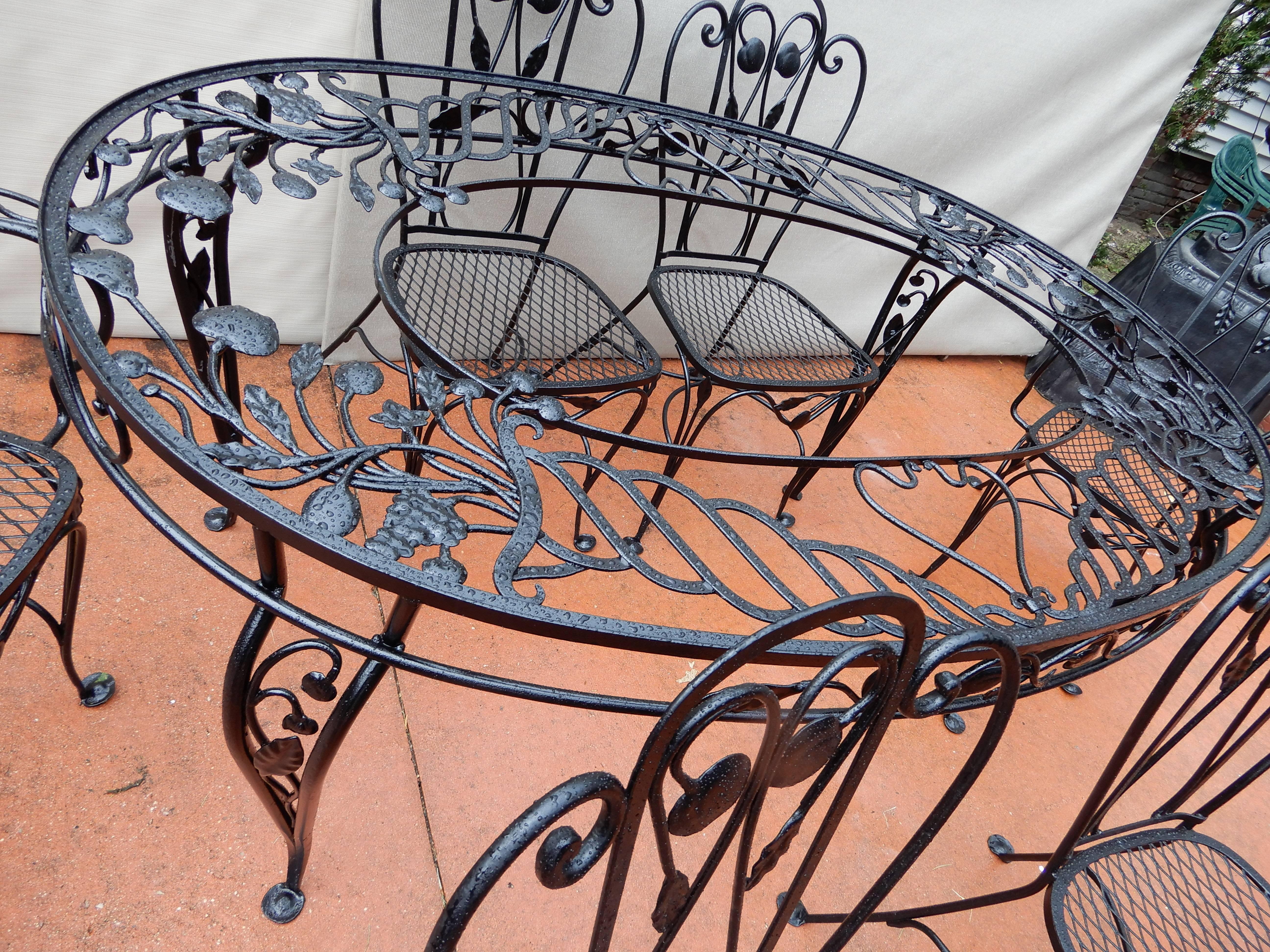 Salterini Patio Dining Set, Wrought Iron Seven Pieces In Excellent Condition In Long Island, NY
