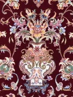 Très beau tapis persan Tabriz en soie et laine - 13,3' x 9,7'