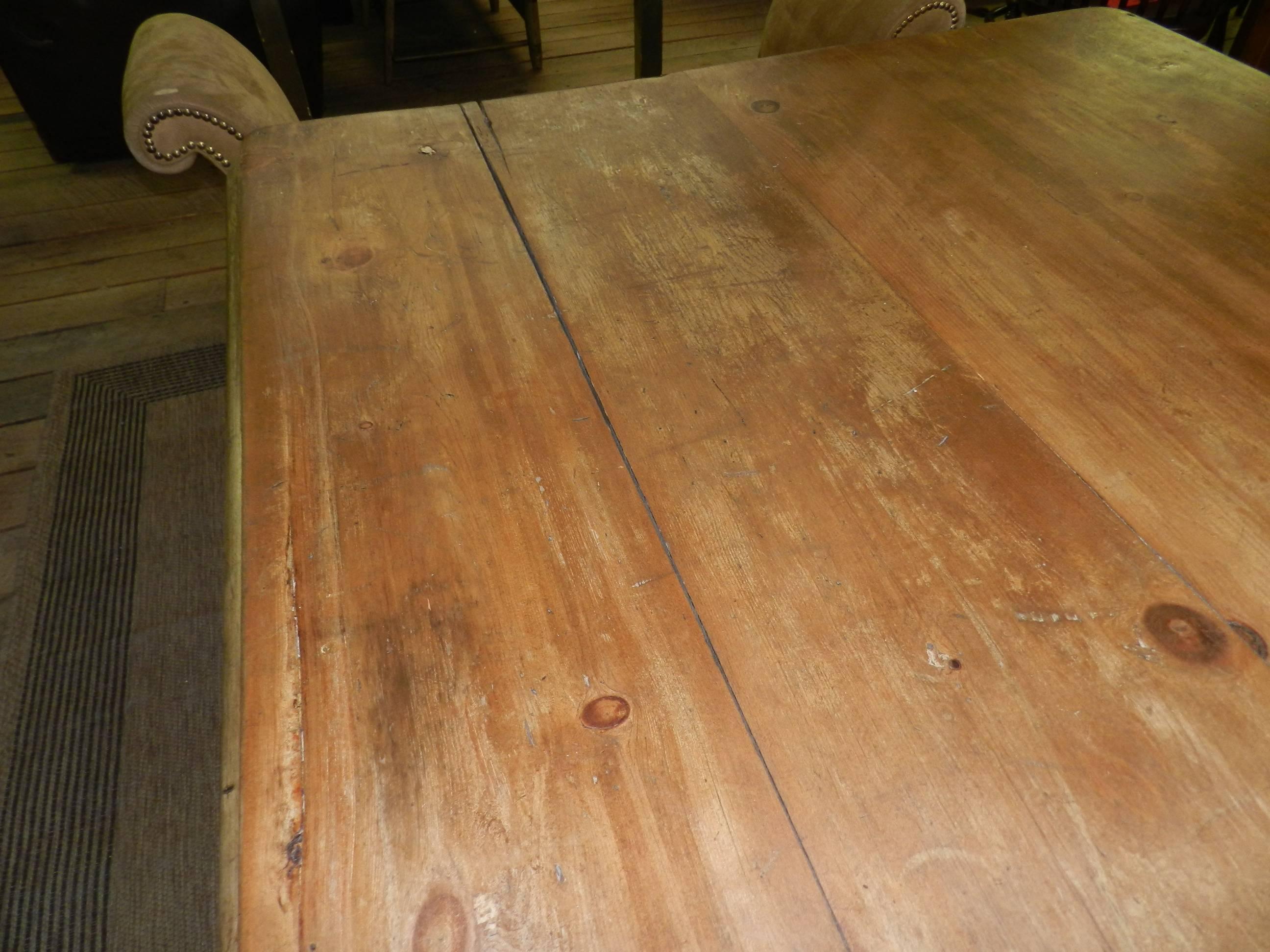 Hand-Crafted Antique Pine Farm Table