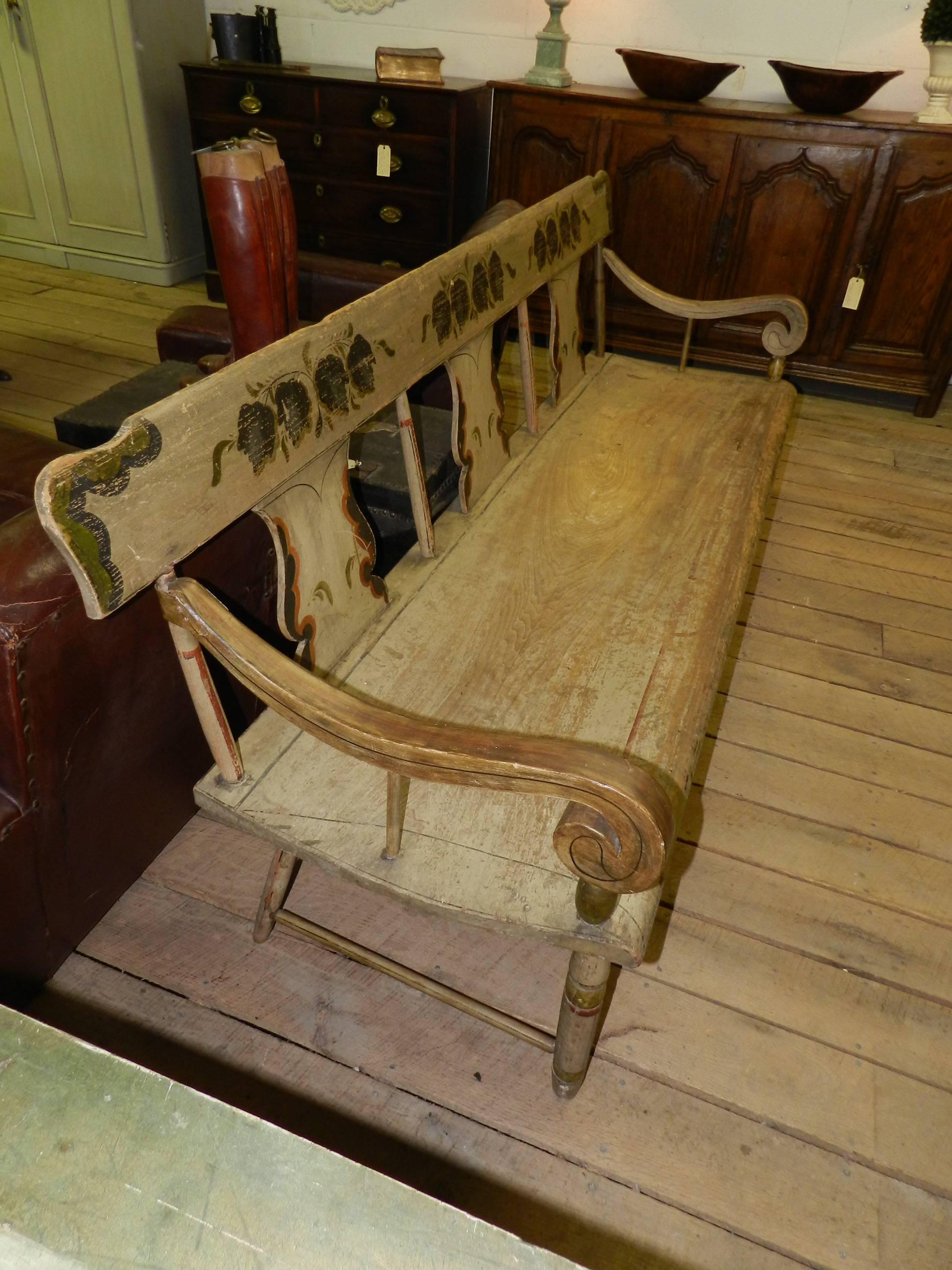 American Colonial Antique Pine Bench