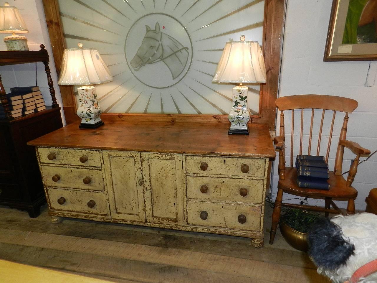 Antique Pine Dresser with Original Paint 3