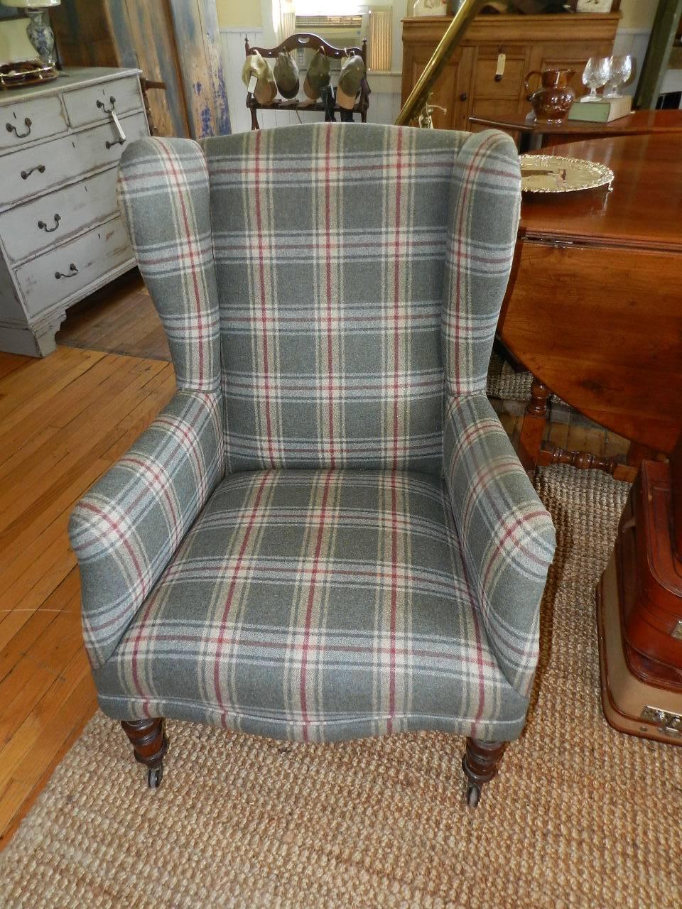 Georgian Antique Upholstered Wing Chair
