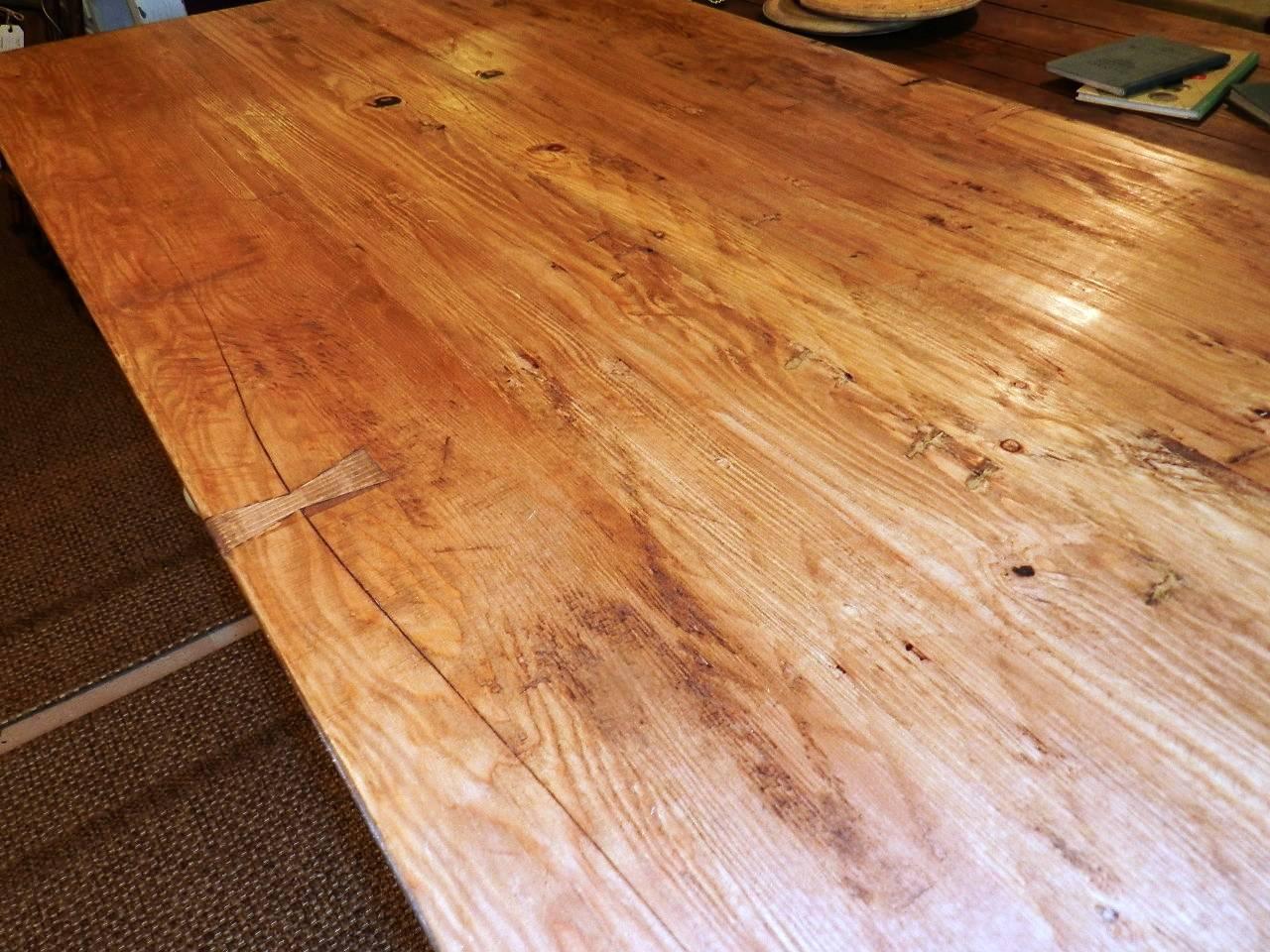 Early 20th Century Painted Pine Farm Table