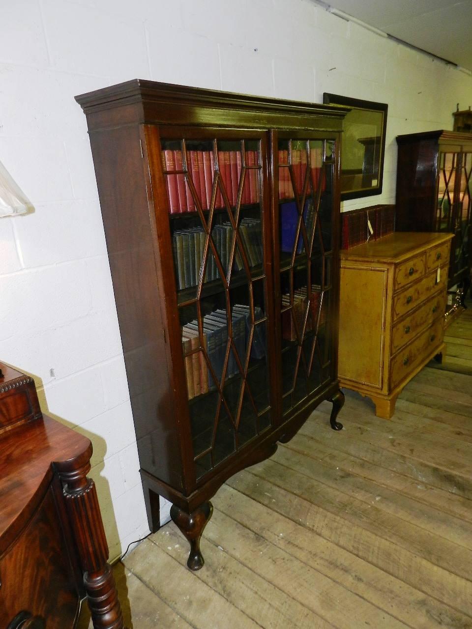 Chippendale Mahogany Astragal Glazed Bookcase For Sale