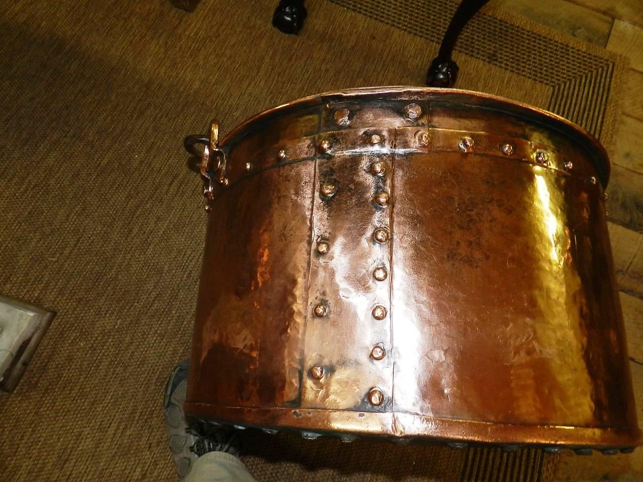 19th Century Antique Copper Log Bucket