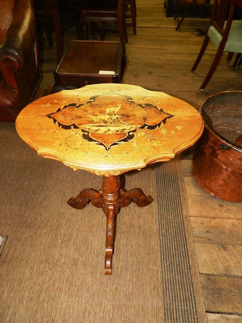 Hand-Carved Antique Tyrolean Walnut Table
