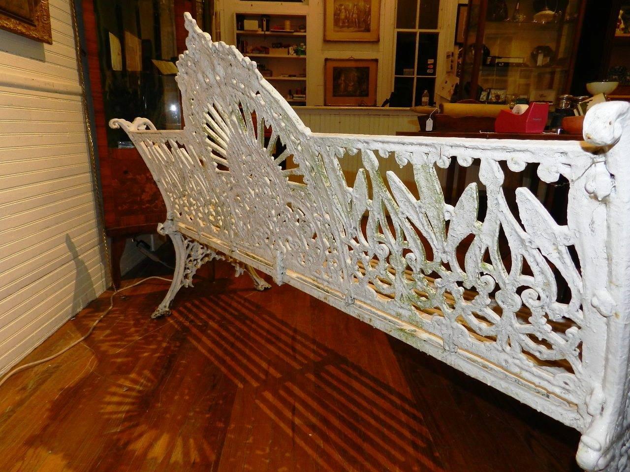 English Coalbrookdale Cast Iron Bench For Sale