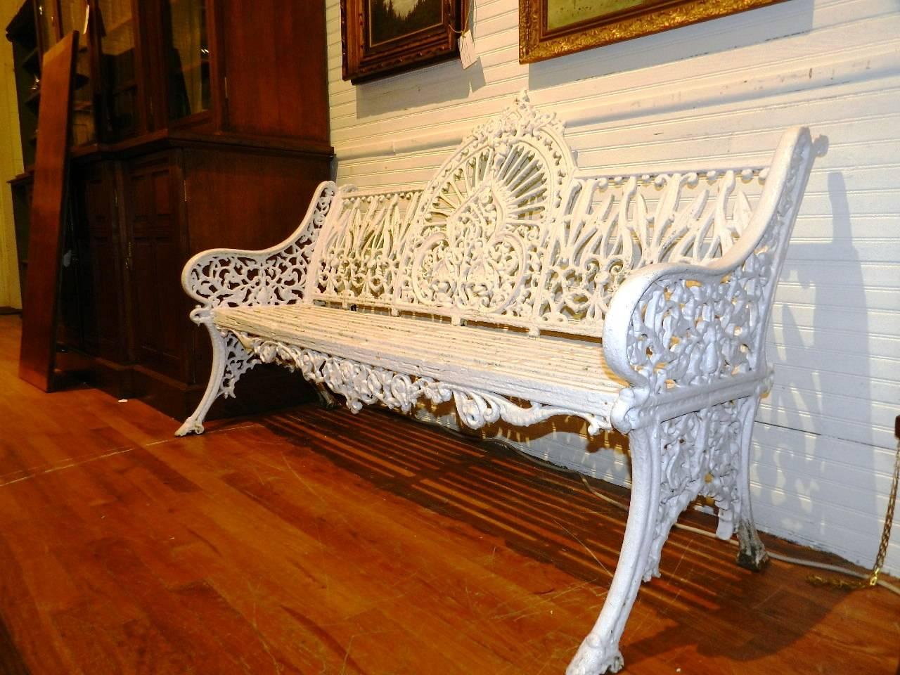 Coalbrookdale Cast Iron Bench In Excellent Condition For Sale In Millwood, VA