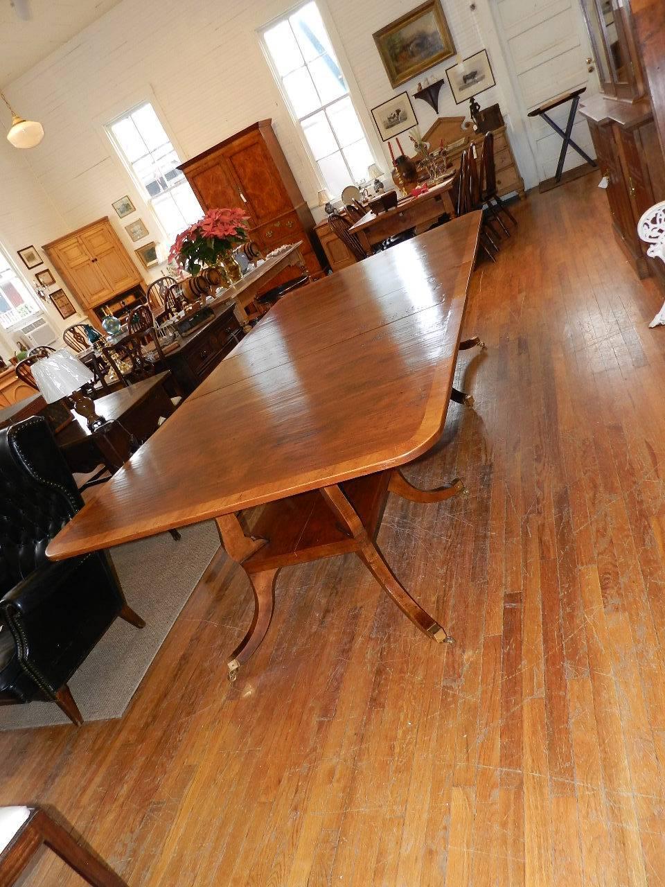 Cherry Twin Pedestal Dining Table In Excellent Condition In Millwood, VA