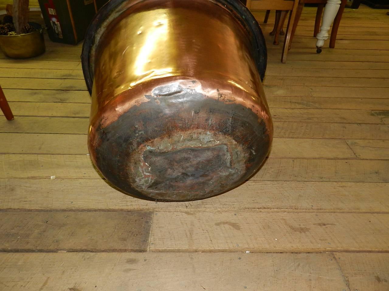 British Colonial Antique Copper Log Bucket