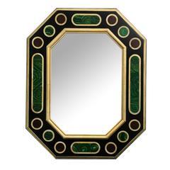 Jean Roger Faux Malachite and Ivory Wall Mirror