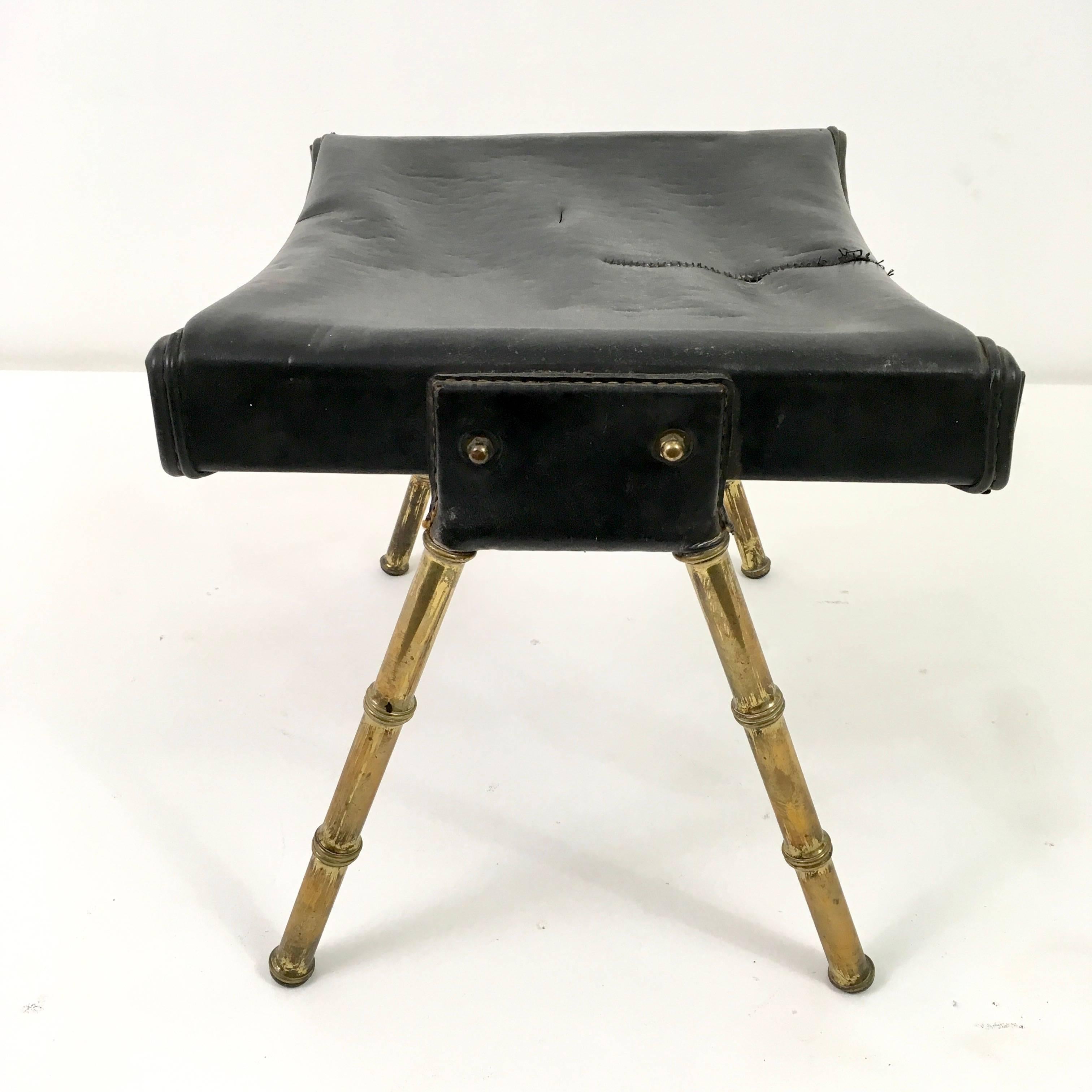 Jacques Adnet Stool In Good Condition For Sale In Los Angeles, CA