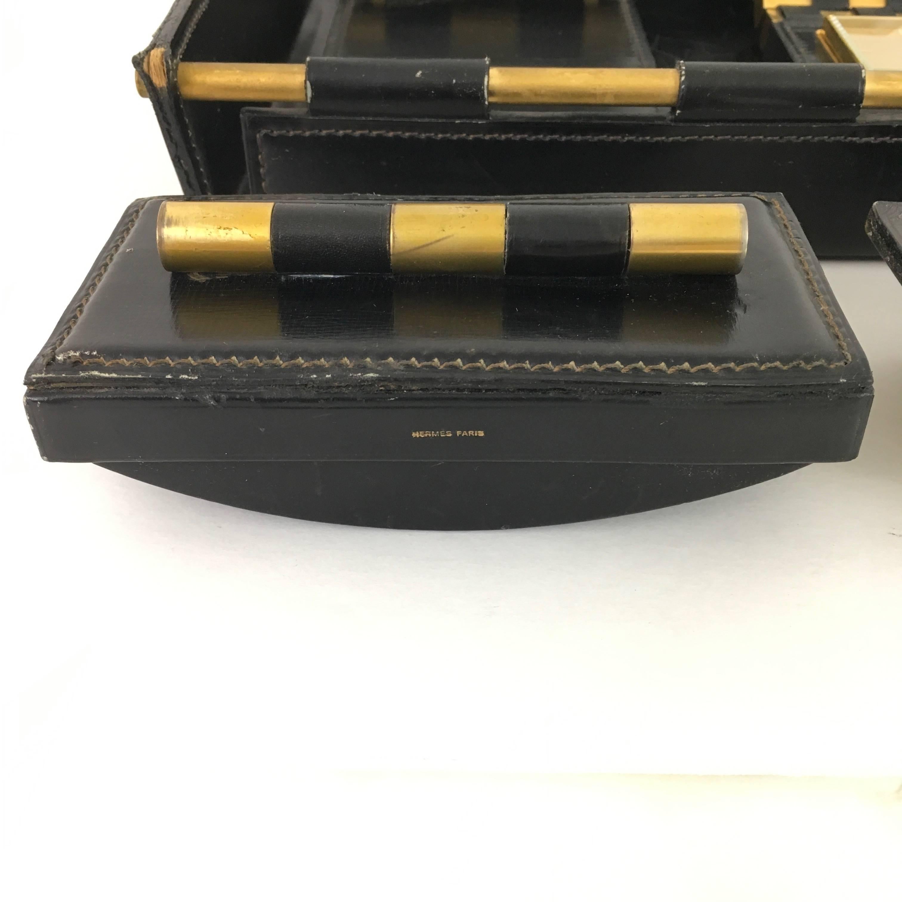 Paul Dupre Lafon for Hermes Desk Set with Clock In Good Condition In Los Angeles, CA