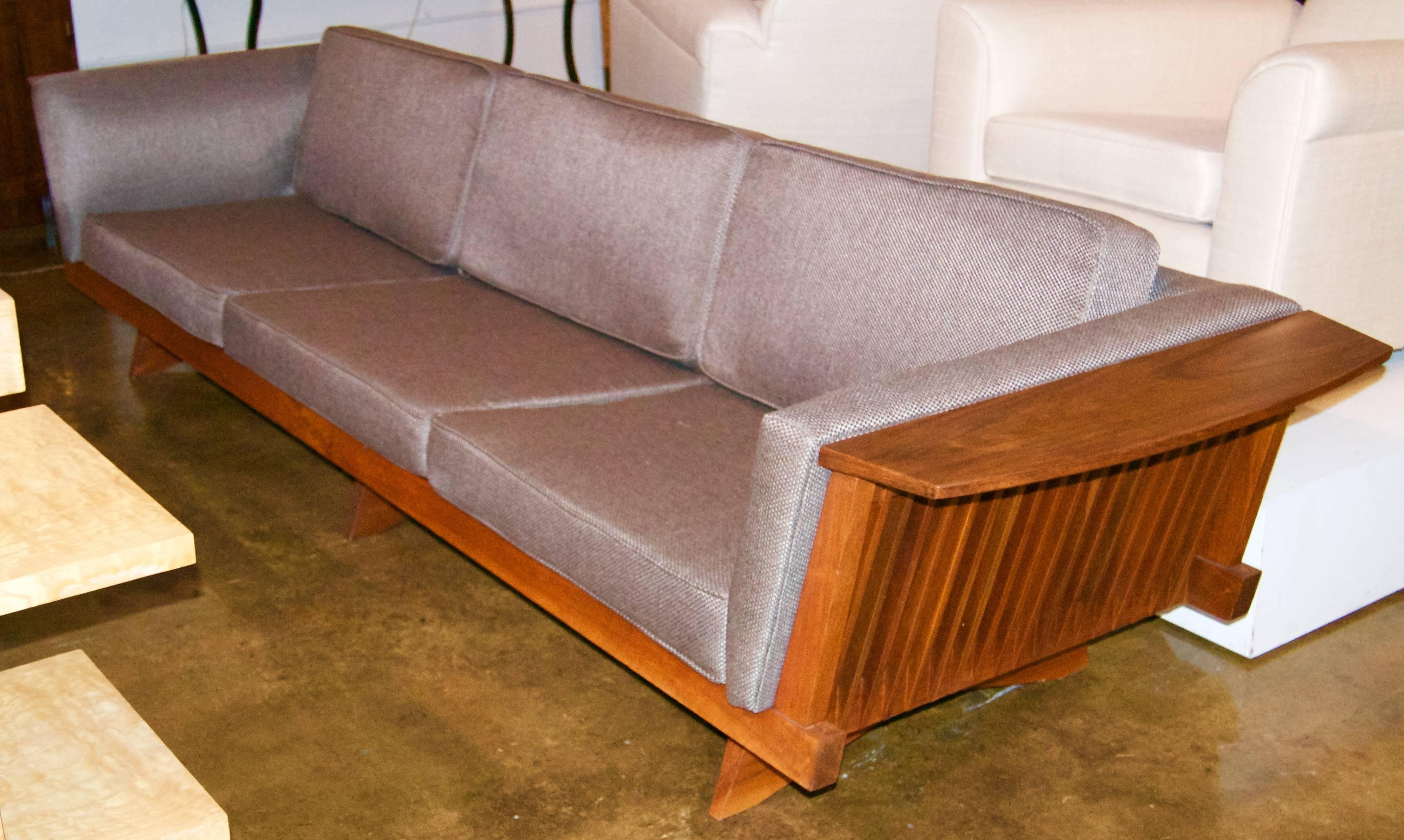 A spectacular sofa by George Nakashima for Widdicomb. 
Measuring 10'4 long. Spectacular.