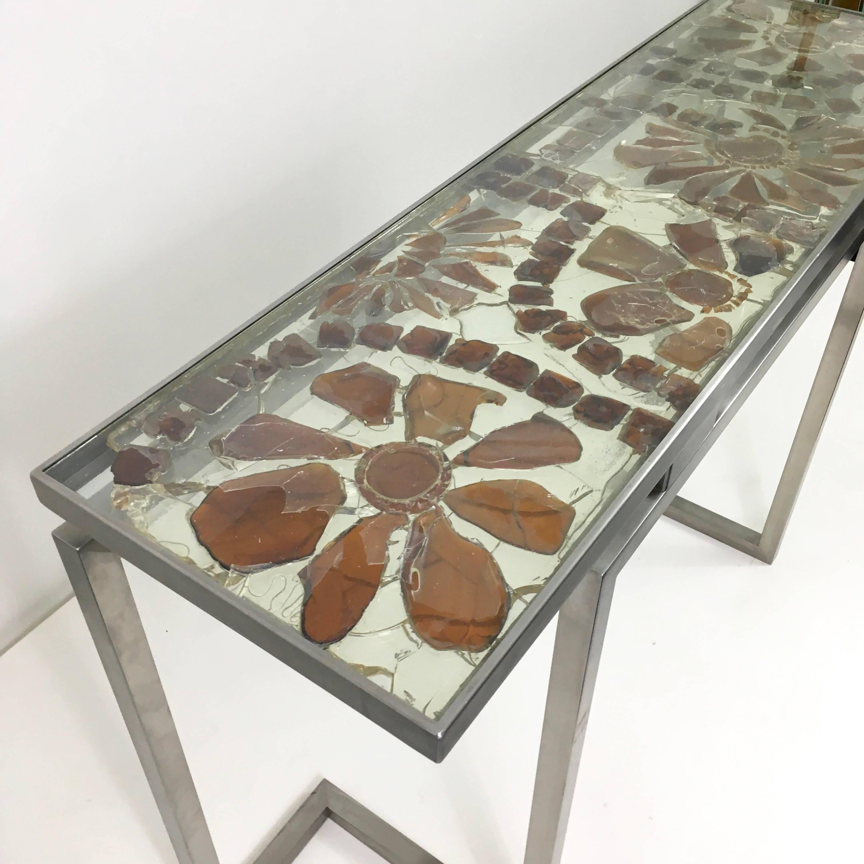 Marie Claude de Fouquieres Resin and Stainless Steel Console For Sale 2