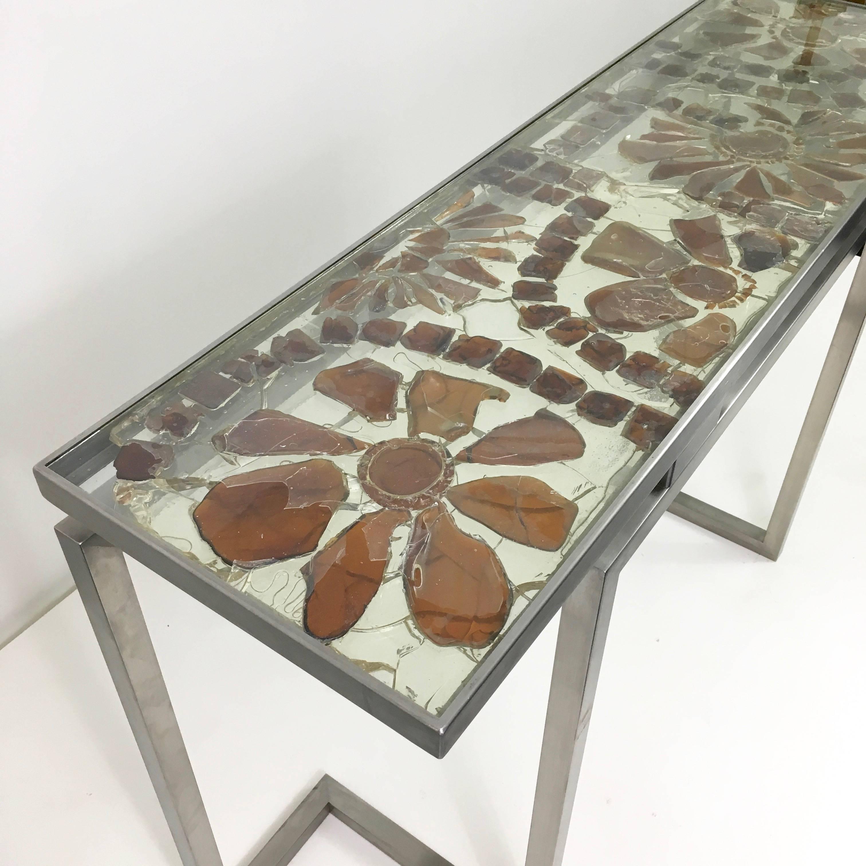 Marie Claude de Fouquieres Resin and Stainless Steel Console For Sale 3