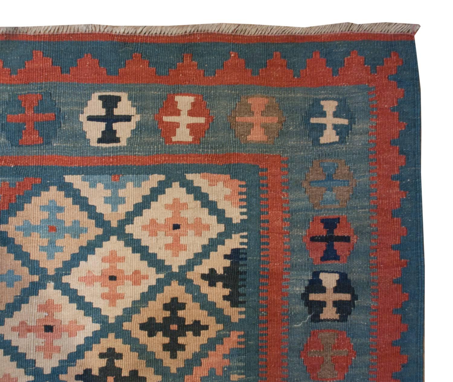 Wonderful Early 20th Century Shahsavan Kilim Rug In Good Condition For Sale In Chicago, IL