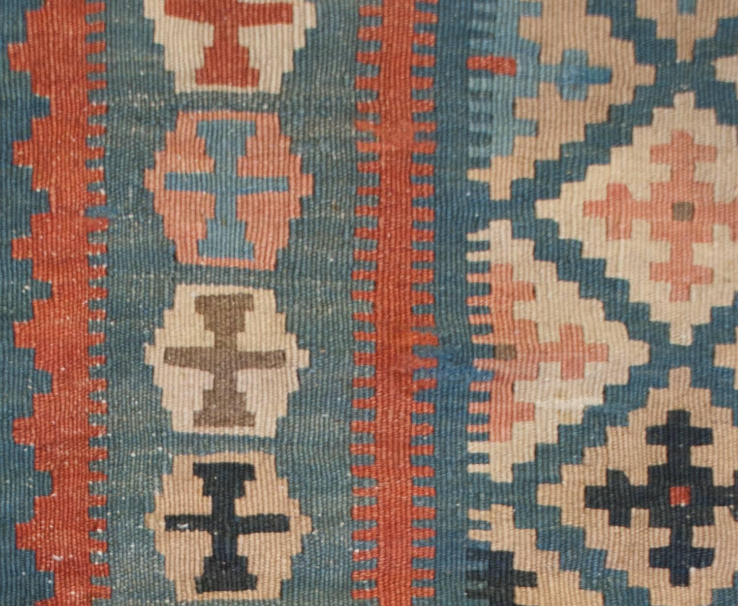 Asian Wonderful Early 20th Century Shahsavan Kilim Rug For Sale