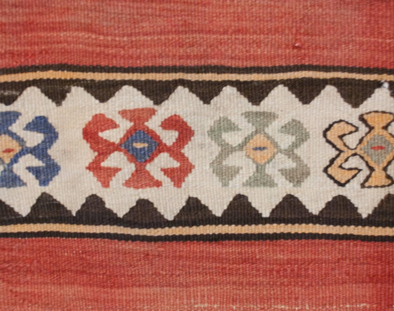 Vegetable Dyed Bold Early 20th Century Zarand Kilim Runner For Sale