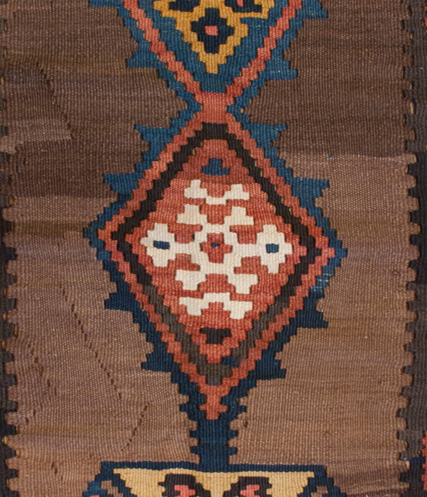 Vegetable Dyed Beautiful Early 20th Century Shahsavan Kilim Runner For Sale