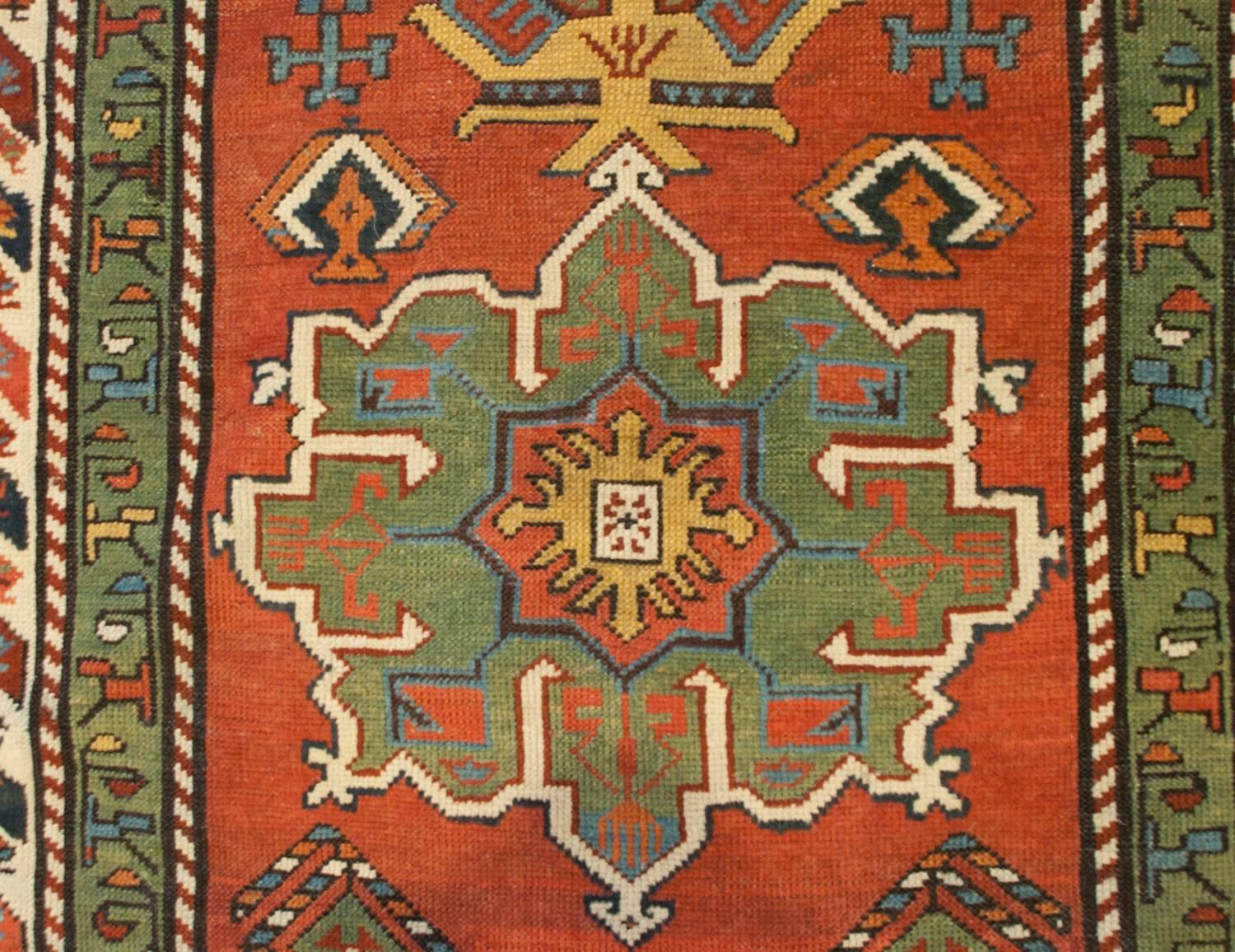 Vegetable Dyed Early 20th Century Kazak Runner