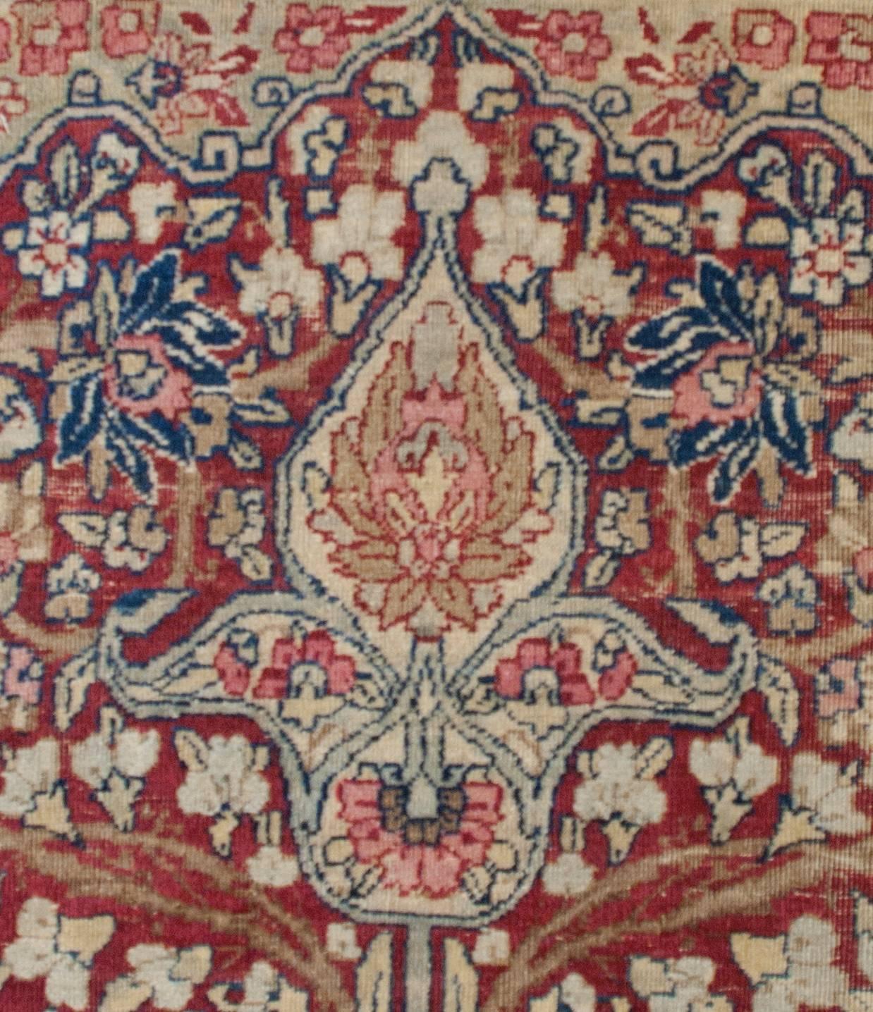 Vegetable Dyed Notable 19th Century Pictorial Kirman Rug For Sale