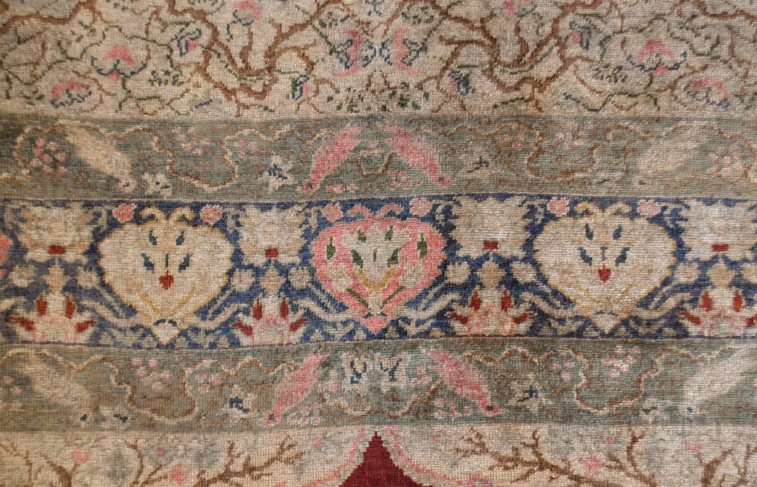 Asiatico Incredibile tappeto da preghiera Ghashghaei in seta del XIX secolo in vendita