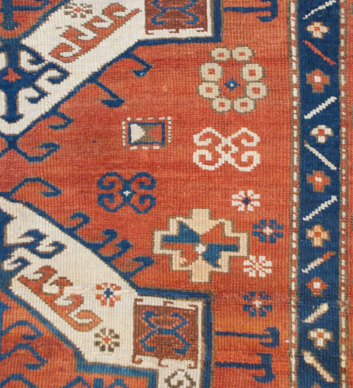 Asian Interesting 19th Century Fachralo Kazak Rug For Sale
