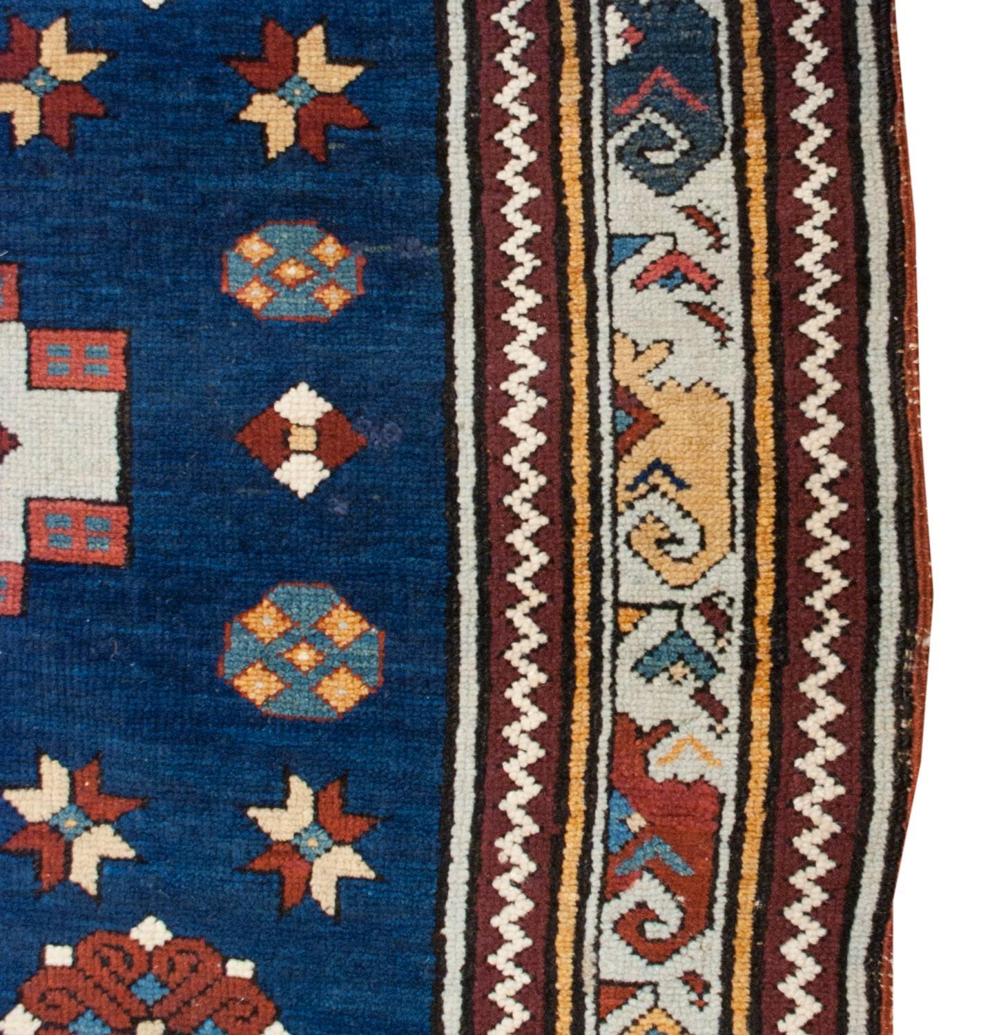 Unique Mid-20th Century Kazak Rug For Sale 1